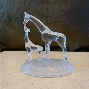 Vintage Cristal d’Arques 24% Lead Crystal France Giraffe and Baby Frosted Base